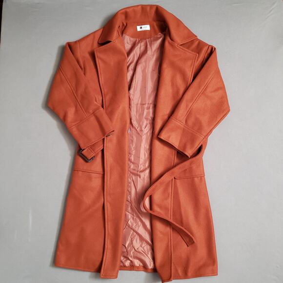 CHUU Coat in Camel Size Small Belted Trench‎ Fleece Winter Coat Made in Korea - Picture 3 of 11